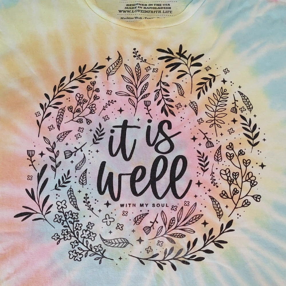 Pastel Tie-Dye Women's Tee - "It Is Well With My Soul", Tshirt 2X